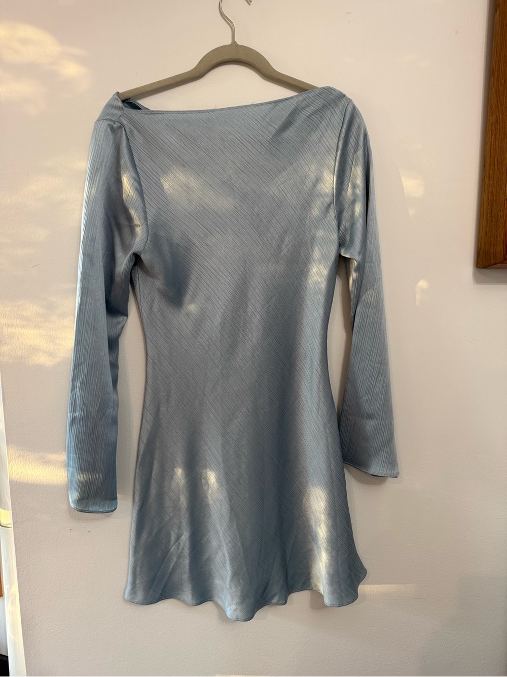 Reformation Powder Blue Long-Sleeve Boatneck Dress